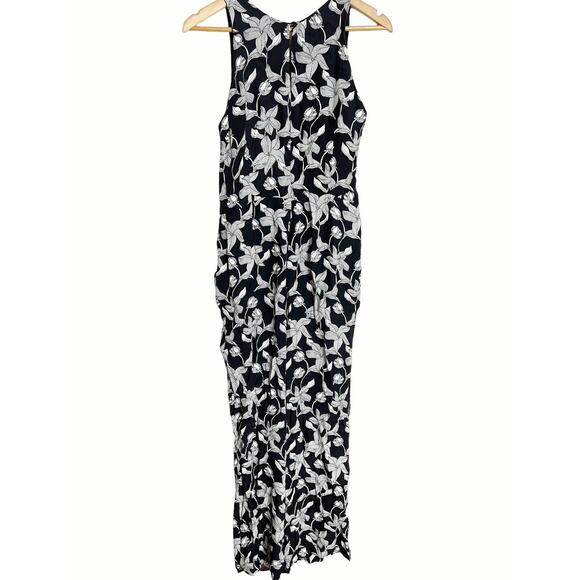 Sandro Paris Black White Floral Print Paradise Sleeveless Jumpsuit Size 4 - Picture 5 of 9